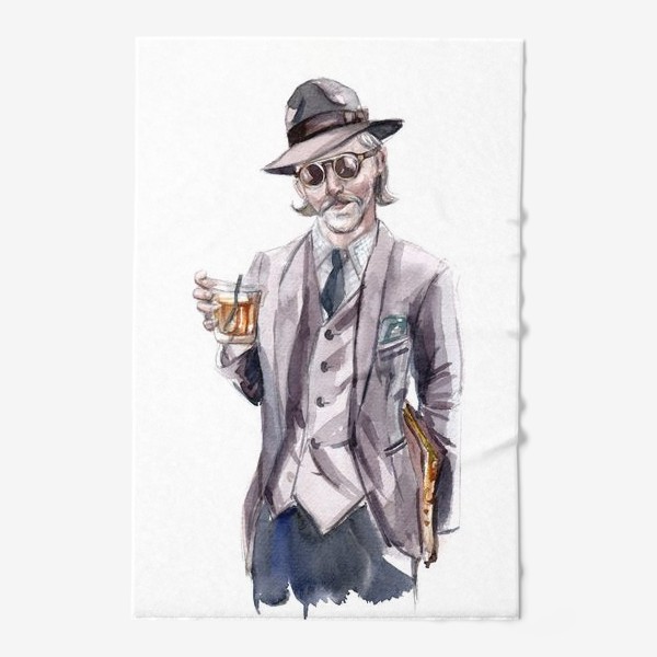 Полотенце &laquo;Мужчина в шляпе и виски&raquo;