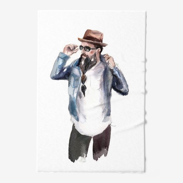 Полотенце «мужской портрет с бородой в шляпе»