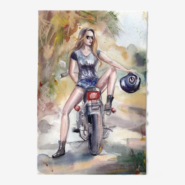 Полотенце &laquo;Мотоцикл и девушка&raquo;