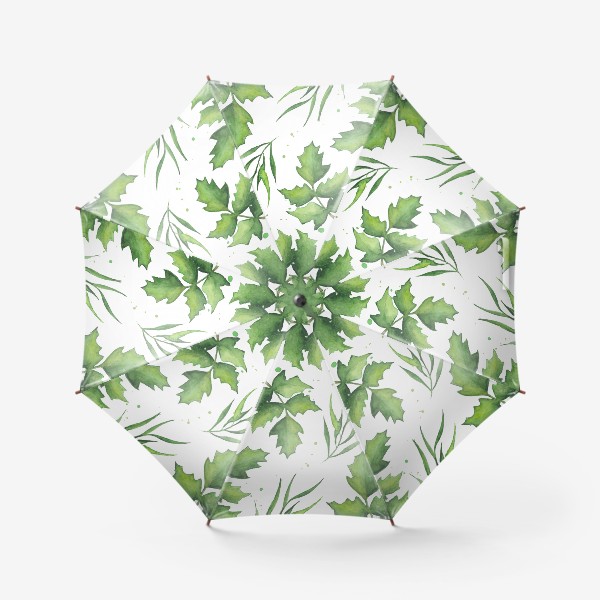 Зонт «Акварельный зелёный листопад»