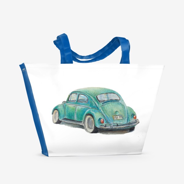 Пляжная сумка «Бирюзовая ретро машина»