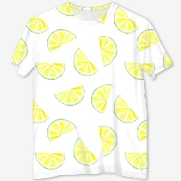 Футболка с полной запечаткой «Fresh lime slice. Паттерн с лимонными дольками»