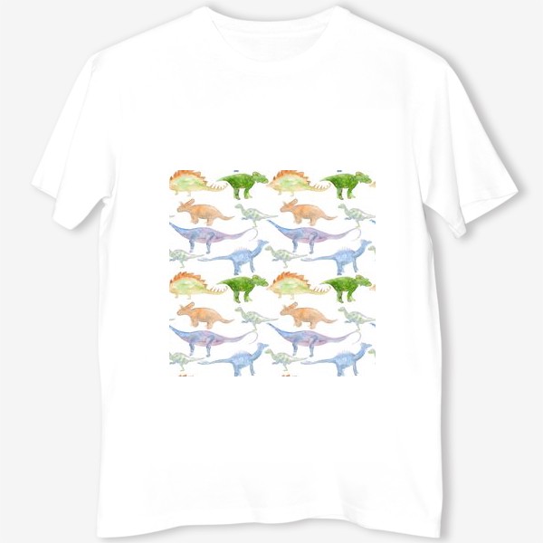 Футболка «Акварельные динозавры, паттерн. Dinosaur watercolor pattern»