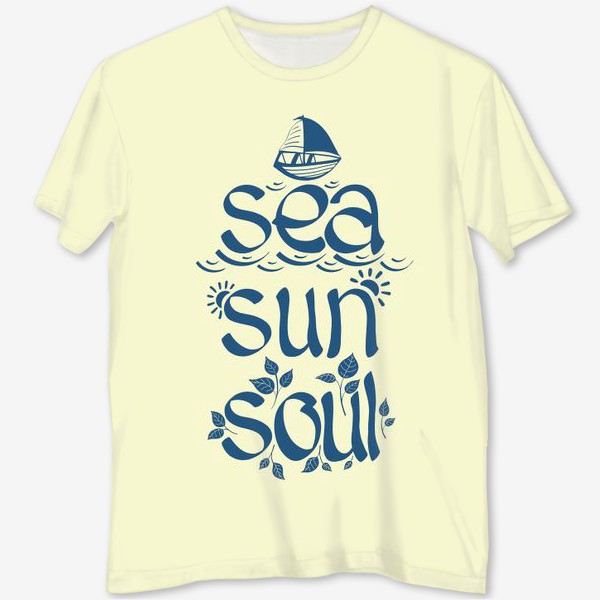 Футболка с полной запечаткой «Море, солнце, душа. »