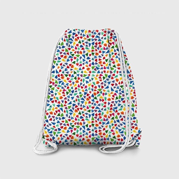 Рюкзак «Паттерн с акварельными цветными сердечками»