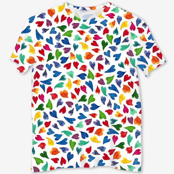 Футболка с полной запечаткой «Colorful hearts pattern»