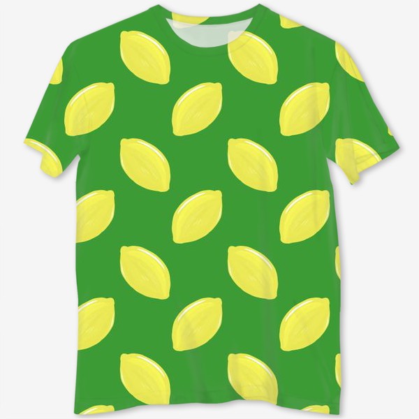 Футболка с полной запечаткой &laquo;лимоны на зеленом фоне летний фруктовый паттерн&raquo;