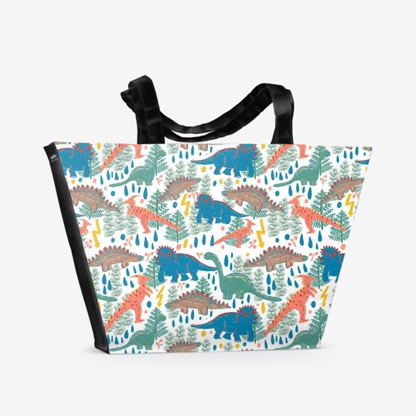 Пляжная сумка «Динозавры в папоротниках»