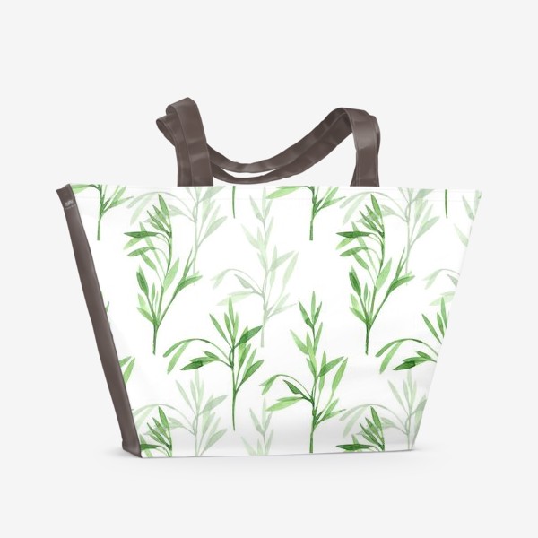 Пляжная сумка &laquo;Акварельные веточки с листьями&raquo;