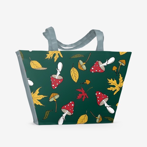 Пляжная сумка &laquo;мухоморы и осенние листья&raquo;