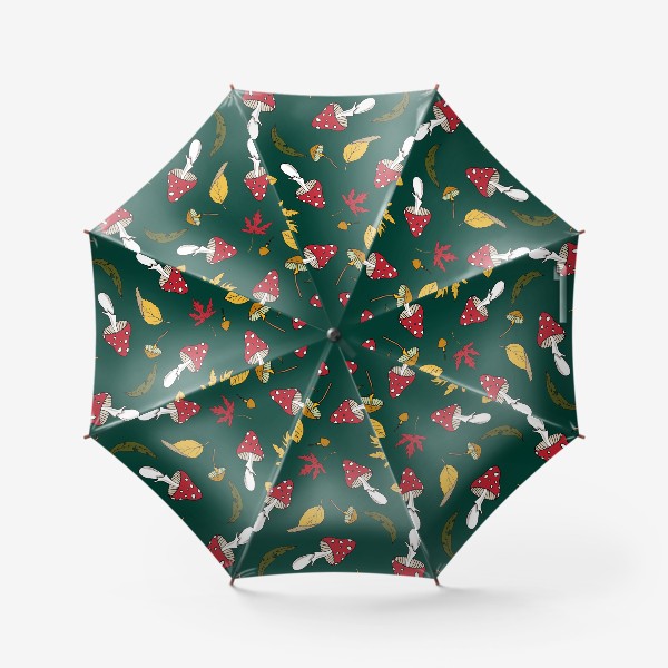 Зонт &laquo;мухоморы и осенние листья&raquo;