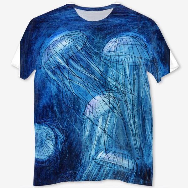 Футболка с полной запечаткой «медузы в море»