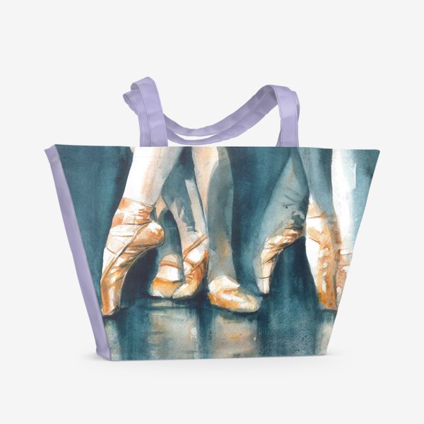 Пляжная сумка «Акварельный принт Балет и Балерина»