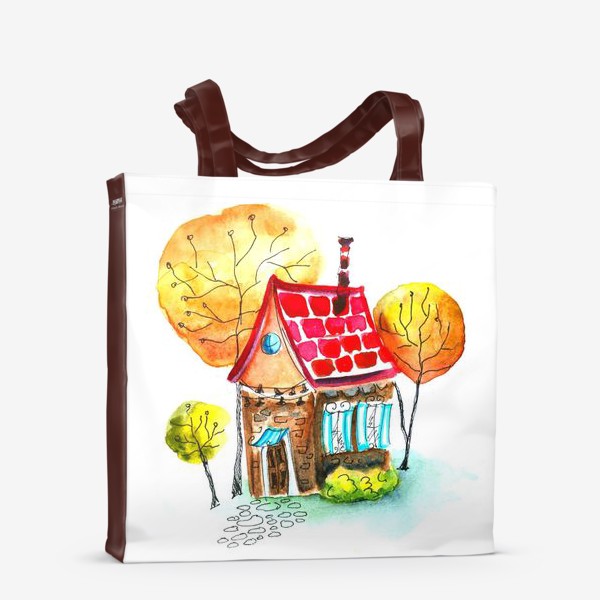 Сумка-шоппер «Осенний домик. Акварель»
