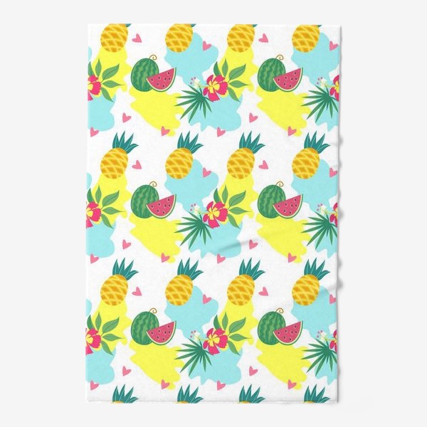 Полотенце «Тропический фон, цветы и фрукты. Бесшовный паттерн»