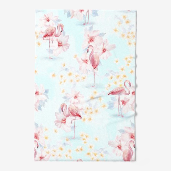 Полотенце «Фламинго в тропических цветах»