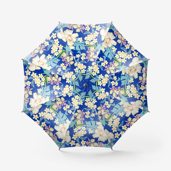 Зонт «Цветы. Гавайи. Синий.»