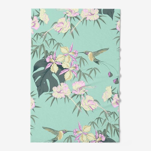 Полотенце &laquo;Тропические цветы и колибри&raquo;
