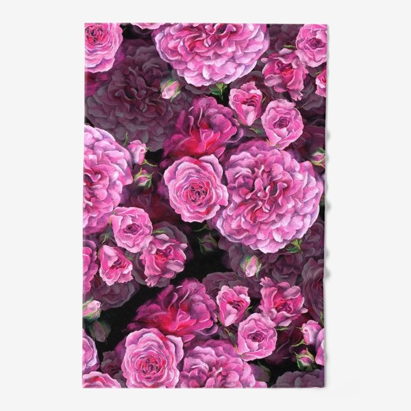 Полотенце «Pозы розовые на черном»