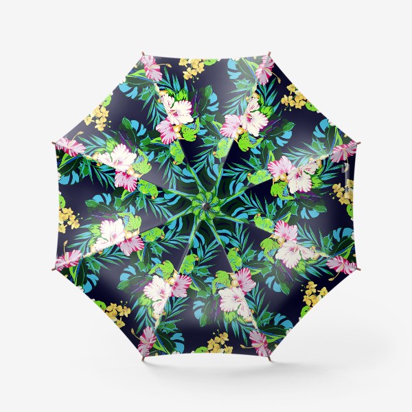 Зонт «Попугаи в тропических цветах»