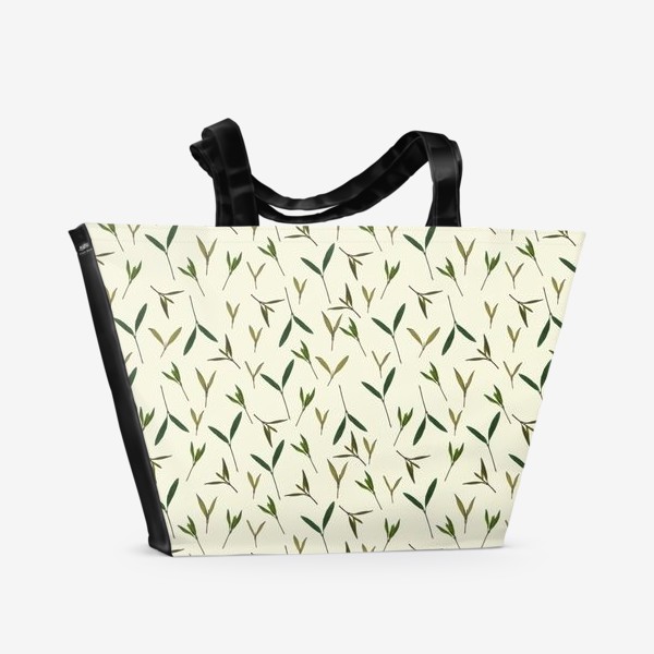 Пляжная сумка &laquo;Гербарий. Зеленые листочки.&raquo;