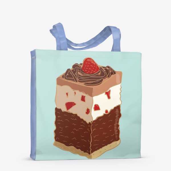Сумка-шоппер «Шоколадное пирожное на голубом фоне»