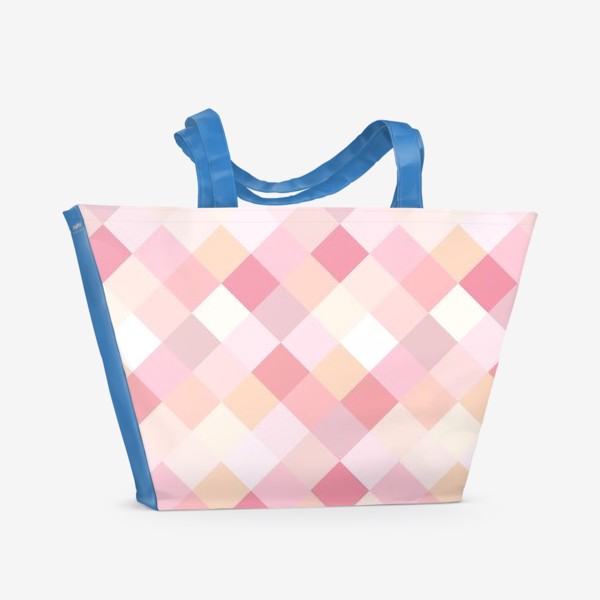 Пляжная сумка «Ромбики в розовых тонах. Паттерн.»