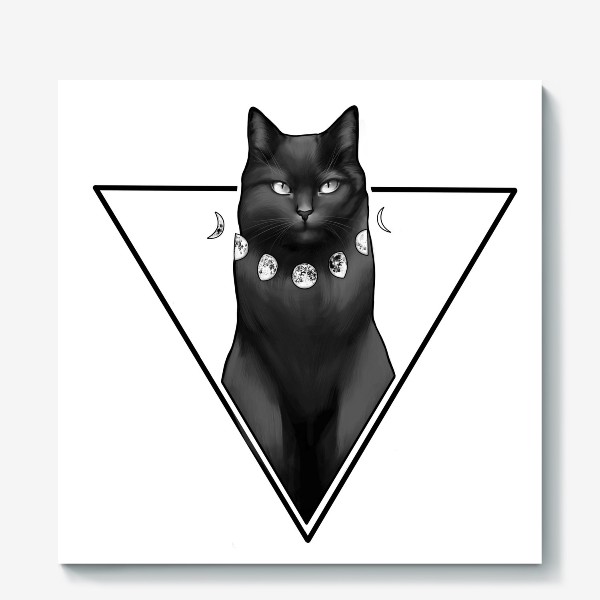 Холст «черный кот»