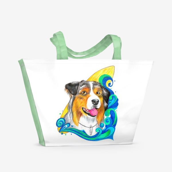 Пляжная сумка «Собака-серфер»