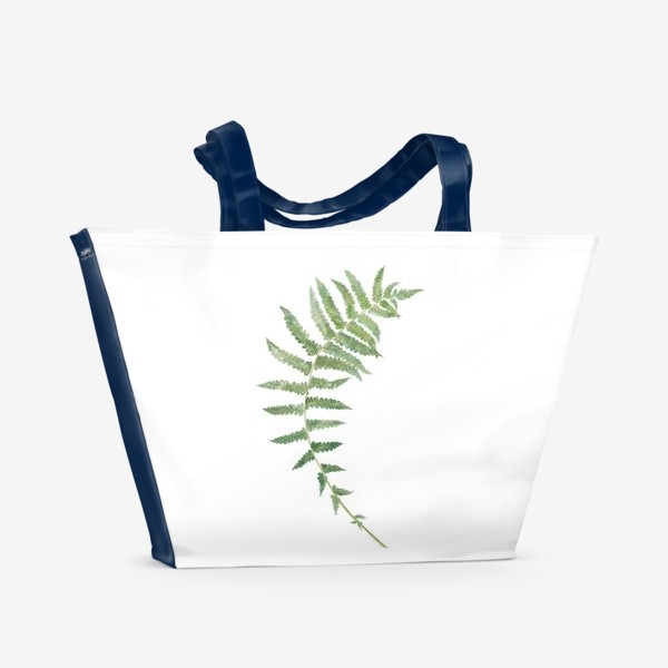 Пляжная сумка «Лист папоротника. Акварельная летняя ботаническая иллюстрация на белом фоне»