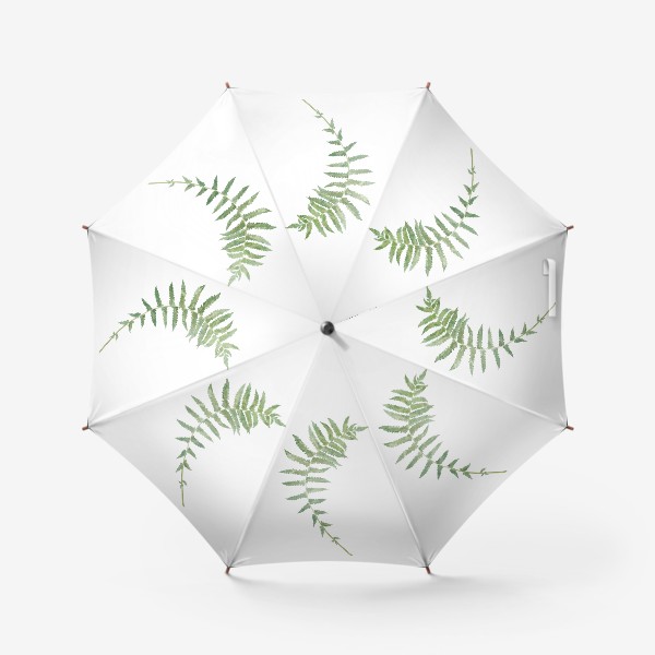 Зонт «Лист папоротника. Акварельная летняя ботаническая иллюстрация на белом фоне»