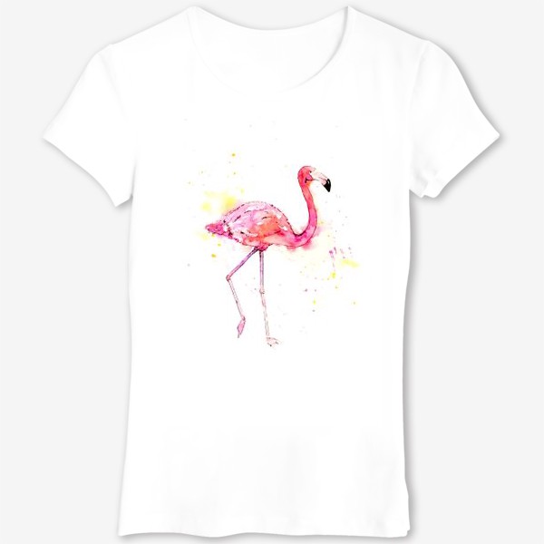 Футболка «Розовый фламинго. Летний акварельный тропический скетч на белом фоне»