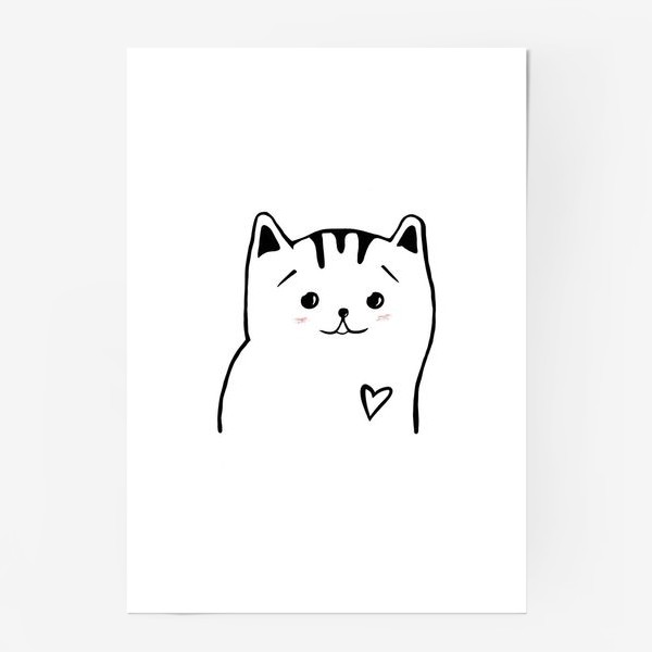 Постер «Влюбленный котик. Это любовь. Сердечко»