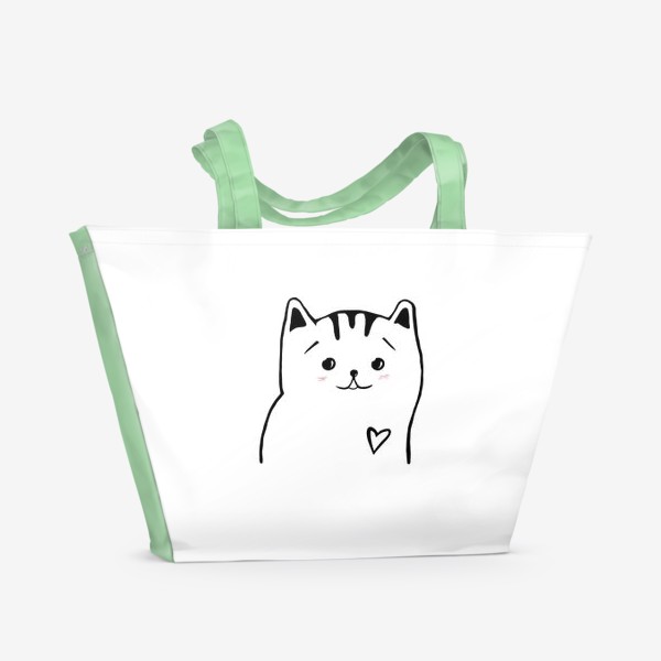 Пляжная сумка «Влюбленный котик. Это любовь. Сердечко»