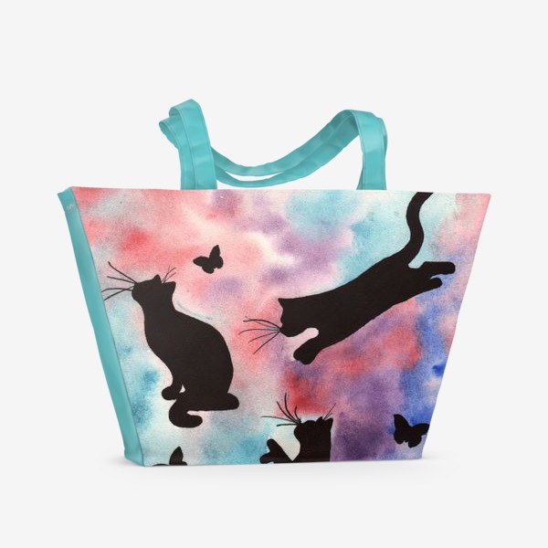 Пляжная сумка «Абстракция с кошками»