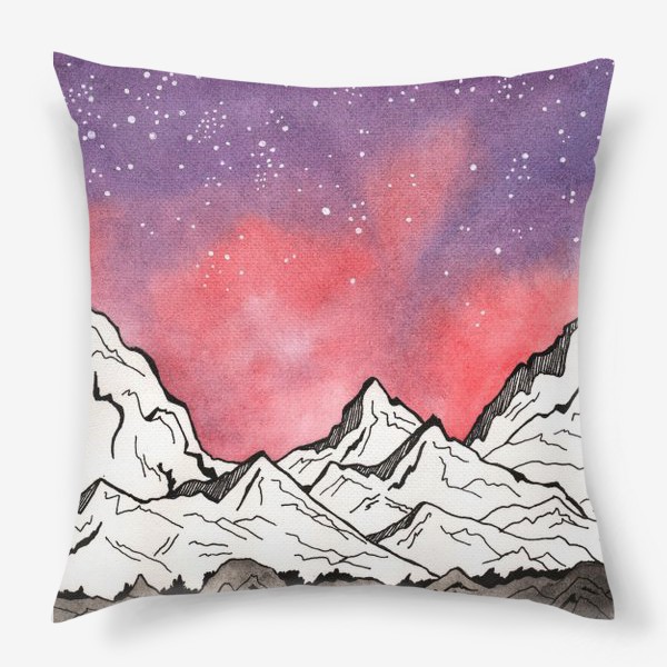 Подушка «Закатное небо и горы»