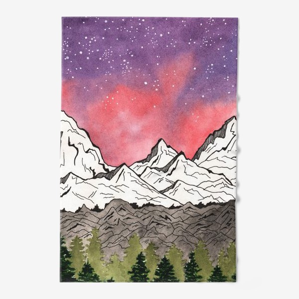 Полотенце «Закатное небо и горы»