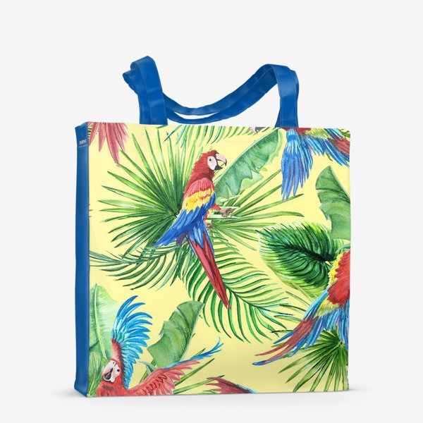 Сумка-шоппер «Тропические листья и попугаи»