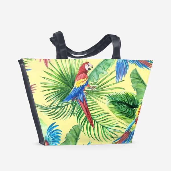 Пляжная сумка &laquo;Тропические листья и попугаи&raquo;