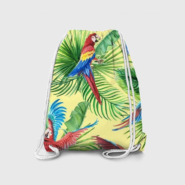 Рюкзак «Тропические листья и попугаи»