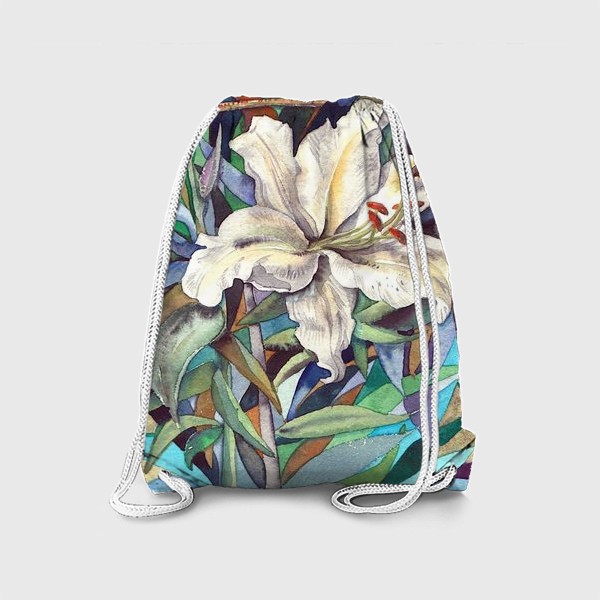 Рюкзак «белая лилия в листве, мозайка»