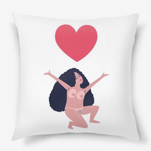 Подушка «Девушка и сердце. Любовь к миру»