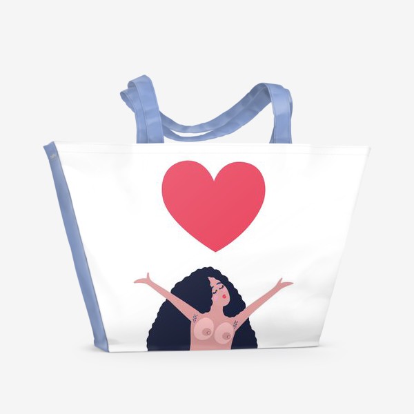 Пляжная сумка «Девушка и сердце. Любовь к миру»