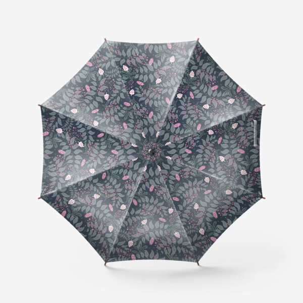 Зонт «Зимняя флора, паттерн»
