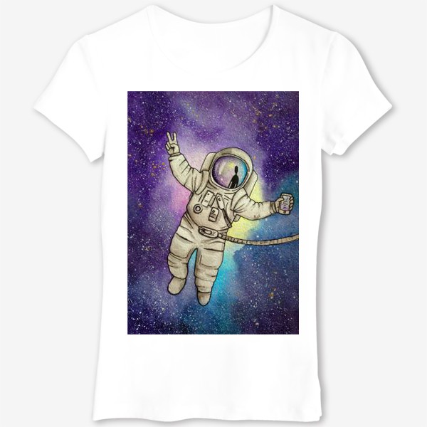 Футболка &laquo;Космонавт в открытом космосе и инопланетянин&raquo;