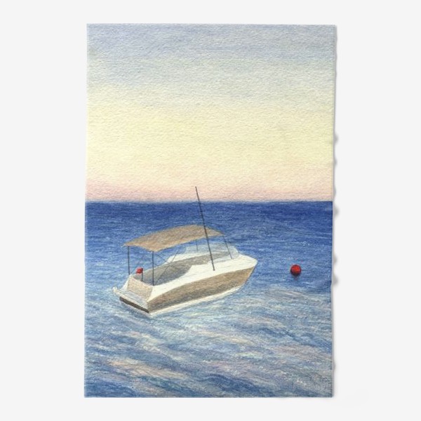 Полотенце &laquo;Кораблик в море. Акварель. Реализм.&raquo;
