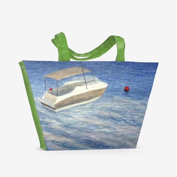 Пляжная сумка &laquo;Кораблик в море. Акварель. Реализм.&raquo;