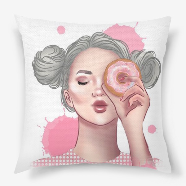 Подушка «девушка и пончик»