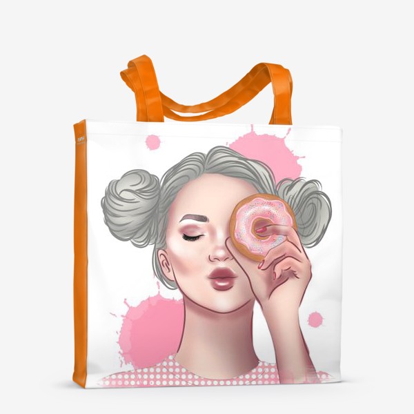 Сумка-шоппер «девушка и пончик»