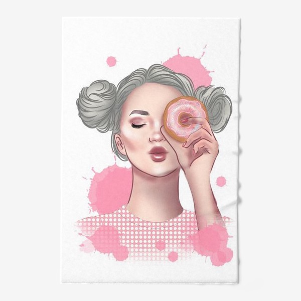 Полотенце «девушка и пончик»